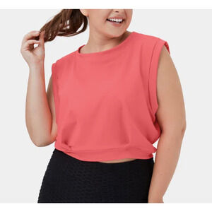 NWT Halara Women's Crew Neck Sleeveless Cropped Yoga Tank Top Georgia Peach 3X